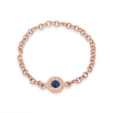 0.05ct 14k Rose Gold Blue Sapphire Bezel Chain Ring